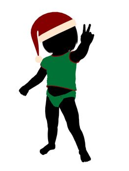 Female christmas infant toddler silhouette on a white background