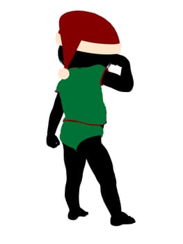 Female christmas infant toddler silhouette on a white background