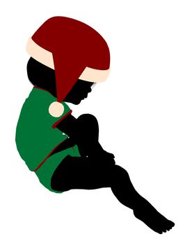 Female christmas infant toddler silhouette on a white background