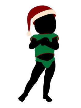 Female christmas infant toddler silhouette on a white background