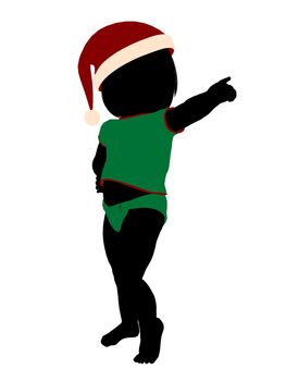 Female christmas infant toddler silhouette on a white background