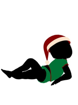 Female christmas infant toddler silhouette on a white background