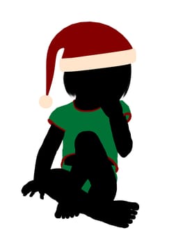 Female christmas infant toddler silhouette on a white background