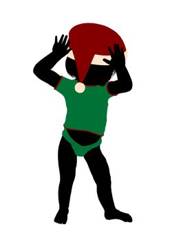 Female christmas infant toddler silhouette on a white background