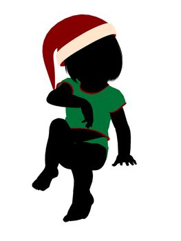 Female christmas infant toddler silhouette on a white background