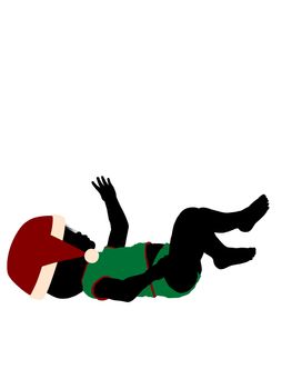 Female christmas infant toddler silhouette on a white background