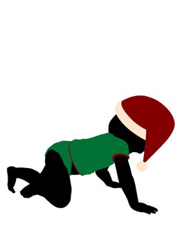 Female christmas infant toddler silhouette on a white background