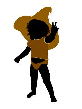 African ameircan female halloween infant toddler silhouette on a white background