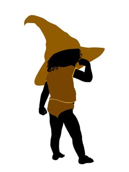 African ameircan female halloween infant toddler silhouette on a white background