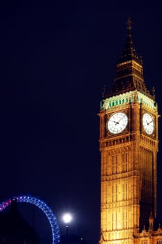 Big Ben with London Eye in background