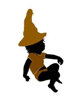 African ameircan female halloween infant toddler silhouette on a white background