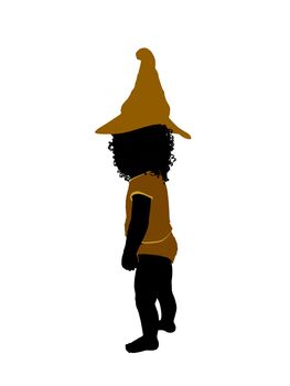 African ameircan female halloween infant toddler silhouette on a white background