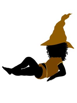 African ameircan female halloween infant toddler silhouette on a white background