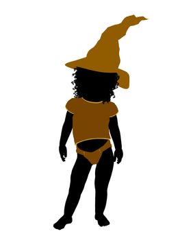 African ameircan female halloween infant toddler silhouette on a white background