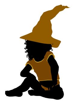 African ameircan female halloween infant toddler silhouette on a white background