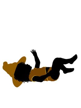 African ameircan female halloween infant toddler silhouette on a white background