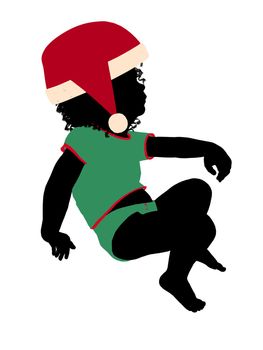African ameircan female christmas infant toddler silhouette on a white background