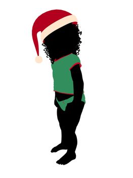 African ameircan female christmas infant toddler silhouette on a white background
