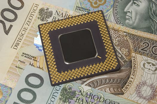 Cost of electronics. PC processor on polish money.