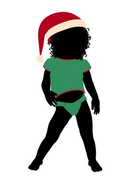 African ameircan female christmas infant toddler silhouette on a white background