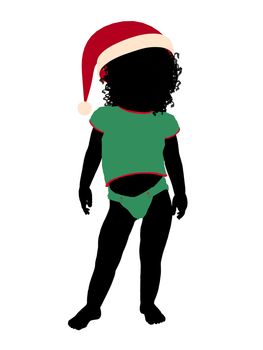 African ameircan female christmas infant toddler silhouette on a white background