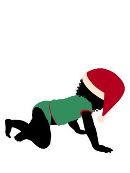 African ameircan female christmas infant toddler silhouette on a white background