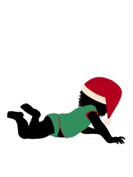 African ameircan female christmas infant toddler silhouette on a white background