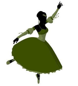 Ballerina silhouette on a white background