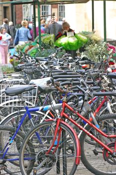 Pedal Bikes Parked in York England UK