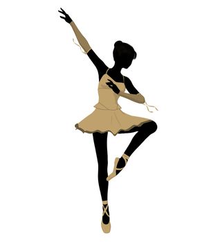 Ballerina silhouette on a white background