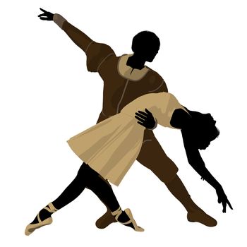 Ballet couple silhouette on a white background