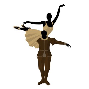 Ballet couple silhouette on a white background