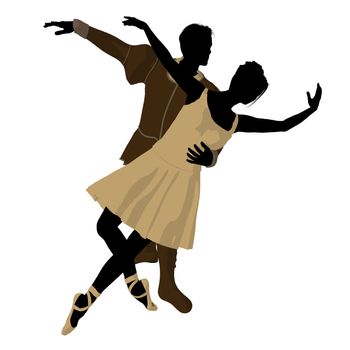 Ballet couple silhouette on a white background