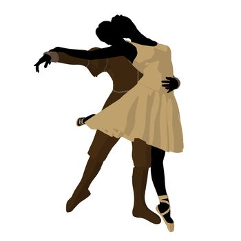 Ballet couple silhouette on a white background