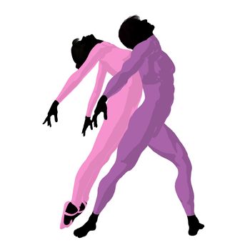 Ballet couple silhouette on a white background