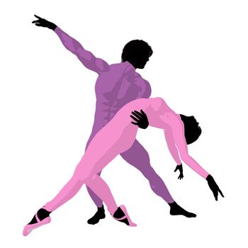 Ballet couple silhouette on a white background