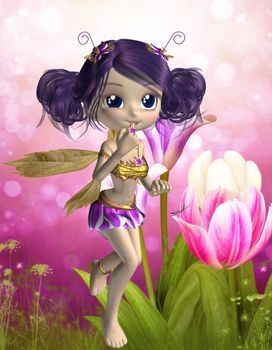 3d render of a cute toon fairy