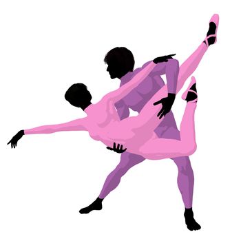 Ballet couple silhouette on a white background