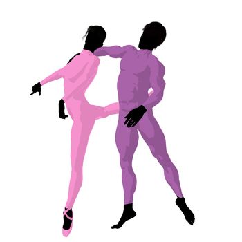 Ballet couple silhouette on a white background