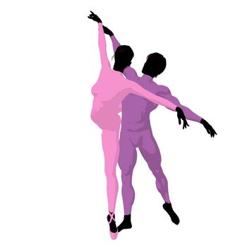 Ballet couple silhouette on a white background