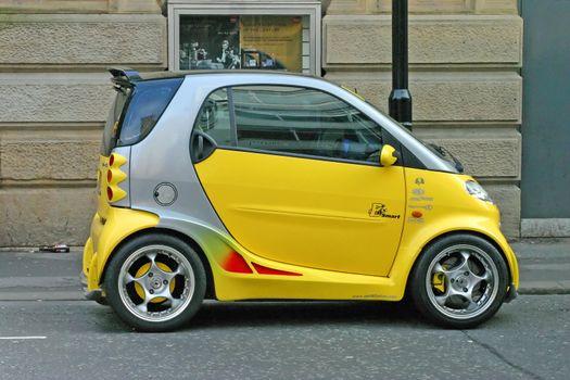 Hot Bright Yellow Smart Car