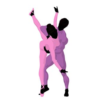 Ballet couple silhouette on a white background