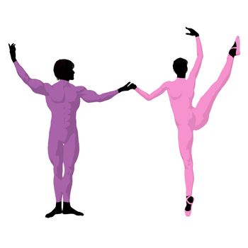 Ballet couple silhouette on a white background