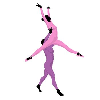 Ballet couple silhouette on a white background