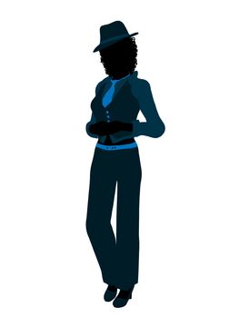 African american female jazz dancer illustration silhouette on a white background