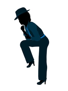 African american female jazz dancer illustration silhouette on a white background