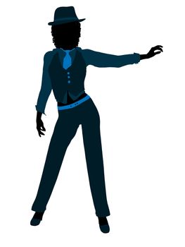 African american female jazz dancer illustration silhouette on a white background