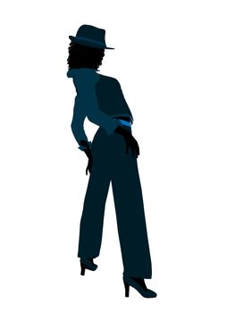 African american female jazz dancer illustration silhouette on a white background