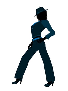 African american female jazz dancer illustration silhouette on a white background