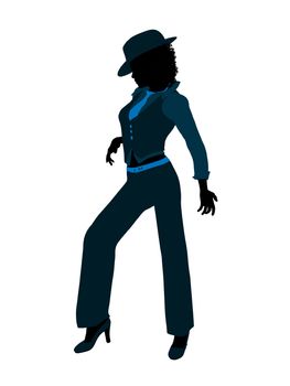 African american female jazz dancer illustration silhouette on a white background
